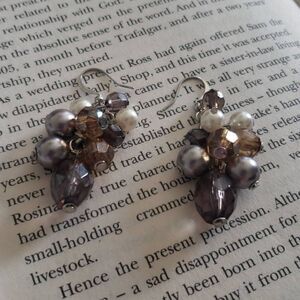 Silver, Gray, and Amber Balls Earrings